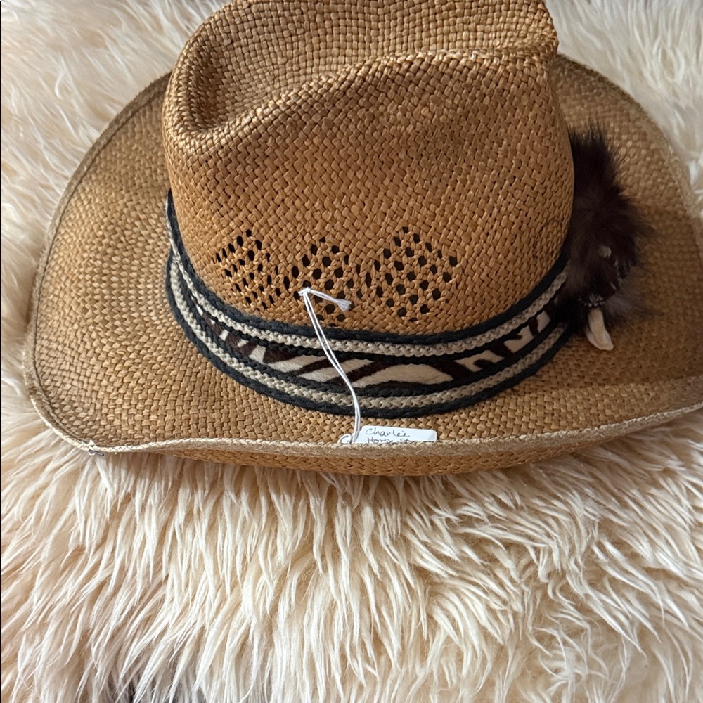 Stylish Tan Cowboy hat with Black White Band